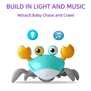 FEELGUY Crawling Crab Baby Toy Fantastic Creatures Toys Infant Sensory Tummy time Toys 3 4 5 6 7 8 9 10 11 12 Babies boy Girl Learning Crawl 3-6 6-12 Walking Toddler Gifts for 36 Months Old (Matcha)