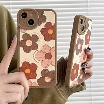 Cute Side Frame Flower Design Phone Case for Apple iPhone 14 Cover Fashion Silicone Protective Cases...