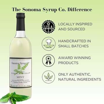 Sonoma Syrup Co. Mint Infused Simple Syrup 25.4 Fl Oz for Coffee, Cocktails, and Cooking