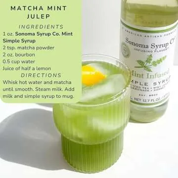 Sonoma Syrup Co. Mint Infused Simple Syrup 25.4 Fl Oz for Coffee, Cocktails, and Cooking