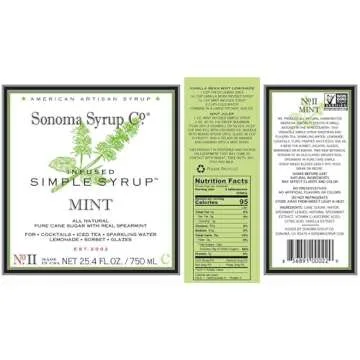 Sonoma Syrup Co. Mint Infused Simple Syrup 25.4 Fl Oz for Coffee, Cocktails, and Cooking