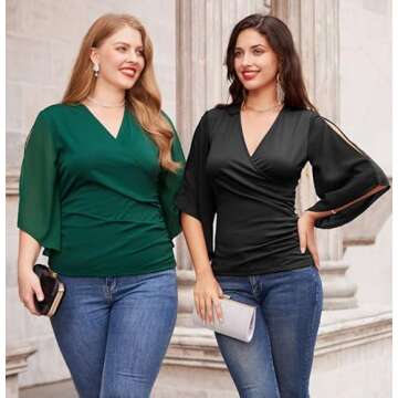 Stylish GRACE KARIN 3/4 Chiffon Sleeve Blouse for Women