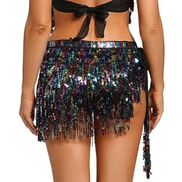 Lauthen.S Women Sequin Skirt for Dance and Festivals