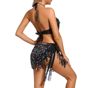 Lauthen.S Women Sequin Skirt for Dance and Festivals