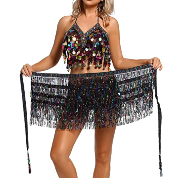 Lauthen.S Women Sequin Skirt for Dance and Festivals