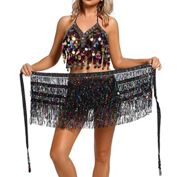 Lauthen.S Women Sequin Skirt for Dance and Festivals