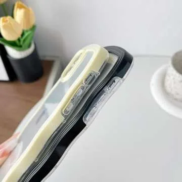 Caseative for iPhone 11 Pro Max Case, Cute Curly Wave Frame Shape Shockproof Soft Compatible with iPhone Case (White,iPhone 11 Pro Max)