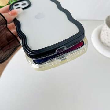 Caseative for iPhone 11 Pro Max Case, Cute Curly Wave Frame Shape Shockproof Soft Compatible with iPhone Case (White,iPhone 11 Pro Max)