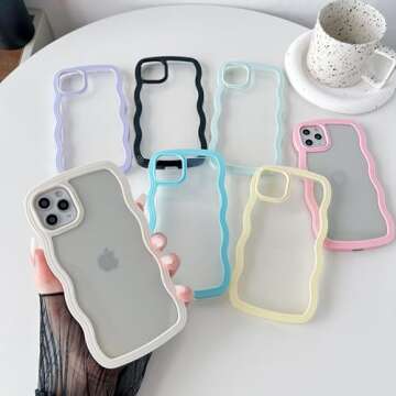 Caseative for iPhone 11 Pro Max Case, Cute Curly Wave Frame Shape Shockproof Soft Compatible with iPhone Case (White,iPhone 11 Pro Max)