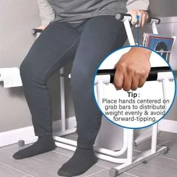 FSA/HSA Eligible, Vaunn Medical Bathroom Patented Height Adjustable Height Toilet Rail Grab Bar and Commode Safety Frame Handle