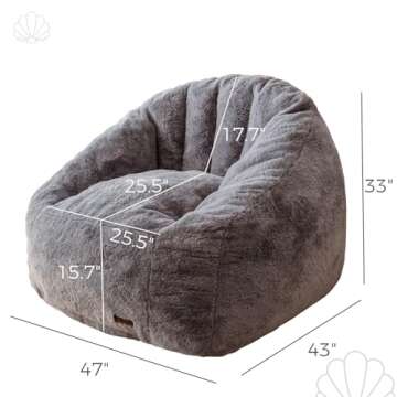 MAXYOYO Giant Bean Bag Chair - Soft Faux Fur, Oversized Comfort for All Ages