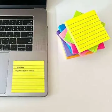Obsentoes (8 Pack) Lined Sticky Notes Post, Bright Post Stickies Colorful Big Square Sticky Notes for Office, Home, School, Meeting,80 Sheets/pad 3x3inches（Bright