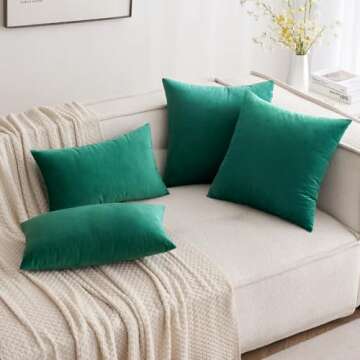 MIULEE Pack of 2 Velvet Soft Solid Decorative Square Throw Pillow Covers Christmas Cushion Case for Spring Couch Sofa Bedroom Car 16x16 Inch 40x40 cm Green