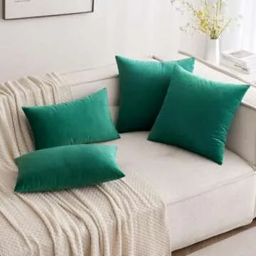 MIULEE Pack of 2 Velvet Soft Solid Decorative Square Throw Pillow Covers Christmas Cushion Case for Spring Couch Sofa Bedroom Car 16x16 Inch 40x40 cm Green