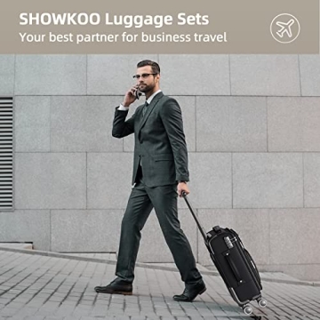 SHOWKOO 3 Piece Softside Expandable Luggage Set
