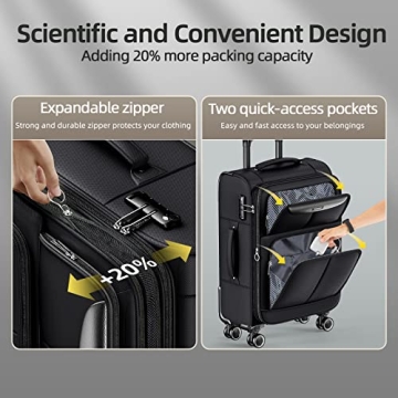 SHOWKOO 3 Piece Softside Expandable Luggage Set