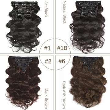 Wavy Clip in Hair Extensions Real Human Hair Urbeauty Hair Clip Ins for Black Women Human Hair Seamless Remy Body Wave Black Clip In Hair Extensions 7pcs/Set Triple Weft 12inch