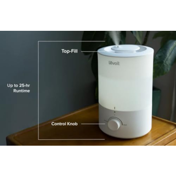 LEVOIT Quiet Humidifier 3L, Cool Mist Top Fill, Essential Oil Diffuser