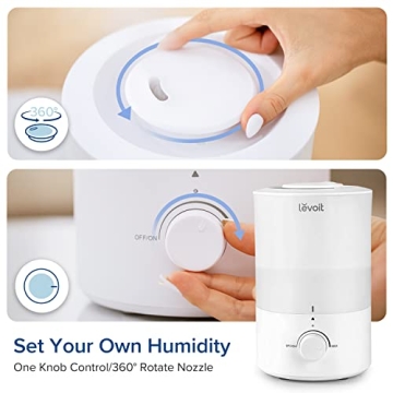 LEVOIT Quiet Humidifier 3L, Cool Mist Top Fill, Essential Oil Diffuser