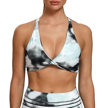 Aoxjox Women's Workout Sports Bras Fitness Backless Padded Satara Low Impact Bra Yoga Crop Tank Top ...