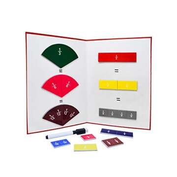 Magnetic Minds - 127 Pieces| Magnetic Fraction Tiles(Bars and Circles)|Includes Foldable Magnetic WhiteBoard | Math Teaching Manipulatives