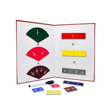 Magnetic Minds - 127 Pieces| Magnetic Fraction Tiles(Bars and Circles)|Includes Foldable Magnetic WhiteBoard | Math Teaching Manipulatives