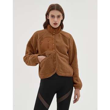 QIBABU Womens Sherpa Jacket: Cozy & Stylish Fleece Coat