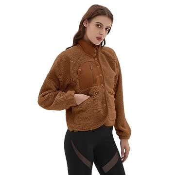 QIBABU Womens Sherpa Jacket: Cozy & Stylish Fleece Coat