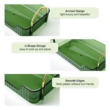 Weidace Bathroom Counter Organizer Countertop Shelf, Skincare Organizer Perfume Holder for Dresser, Bathroom Countertop Tray for Cosmetic, Skin Care, Lipstick (3 Tiers, Green)