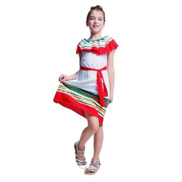 PGOND Girls Mexican Dress for Ages 10-12 Comfort and Style