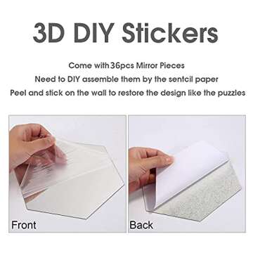 Vaabee Family Tree Wall Decor Acrylic 3D DIY Mirror Stickers Picture Frame Collage Home Decorations for Living Room Bedroom Dinning Office New House Gifts Silver Set Large 47x47 Inch