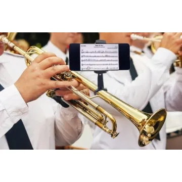 Trumpet Lyre Adjustable Marching Band Music Lyre for Trumpet, mellophone lyre for marching band, Securely Mount Your Phone to Trumpet,Music clip max opening 3.54in with iPhone, Android Smartphones