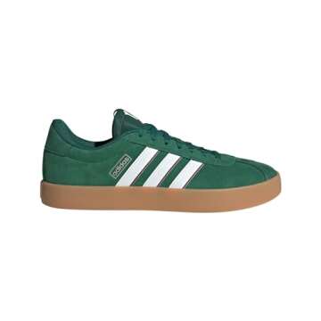 adidas Men's VL Court 3.0 Sneaker, Dark Green/White/Collegiate Burgundy, 11