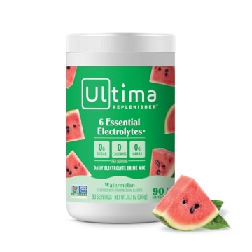 Ultima Replenisher Daily Electrolyte Drink Mix – Watermelon Flavor, 90 Servings – Sugar-Free & K...
