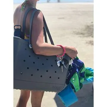 HADLEY MAE DESIGNS Key Ring Bracelet Keychain Wristlet Keychain Bangle Key Ring (Gray)