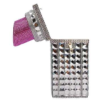 Sheiyeah Women Lipstick Shape Inlaid Rhinestone Crystal Glitter Evening Bags Purses Clutch Sparkly Banquet Handbag