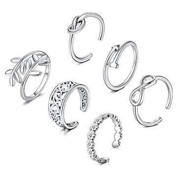 JFORYOU Toe Ring and Anklet Set For Women Open Adjustable Toe Rings Layered Bracelets Anklets Flower...