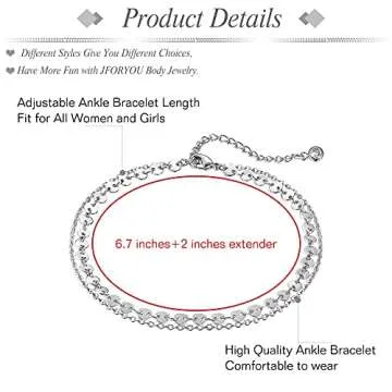 JFORYOU Toe Ring and Anklet Set For Women Open Adjustable Toe Rings Layered Bracelets Anklets Flower Arrow Leaf Band Ring Anklet Beach Foot Jewelry 9 Pcs Sliver