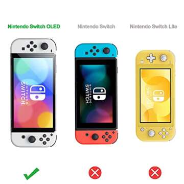 COMCOOL Dockable Case for Nintendo Switch Oled - [9 FT Military Grade Drop Protection] [with Tempered Glass Screen Protector and Thumb Grips] Cute Protective Cover for Nintendo Switch Oled - Brown