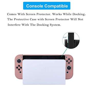 COMCOOL Dockable Case for Nintendo Switch Oled - [9 FT Military Grade Drop Protection] [with Tempered Glass Screen Protector and Thumb Grips] Cute Protective Cover for Nintendo Switch Oled - Brown