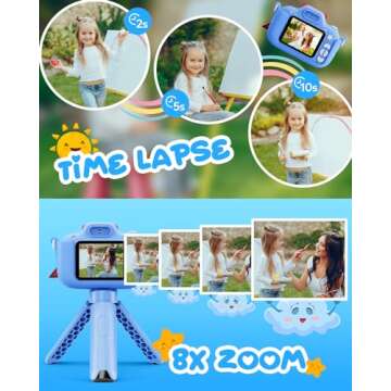 LETSHAHA Kids Camera for Boys, Toddler Camera Christmas Birthday Gifts Toys for 3-8 Years Old Boys Girls, 1080P HD Kids Selfie Digital Camera with 32G SD Card -Train