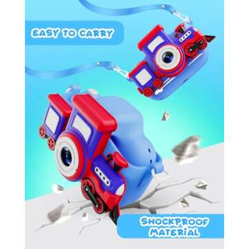 LETSHAHA Kids Camera for Boys, Toddler Camera Christmas Birthday Gifts Toys for 3-8 Years Old Boys Girls, 1080P HD Kids Selfie Digital Camera with 32G SD Card -Train
