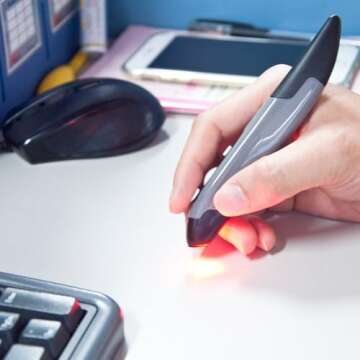 lychee Wireless Optical Pocket Pen Mouse, 2.4GHZ USB Wireless Optical Pen Mouse 800/1200/1600 DPI Adjustable Handwriting Mini Air Mouse Mice for PC Laptop Notebook Computer Mac (Grey)