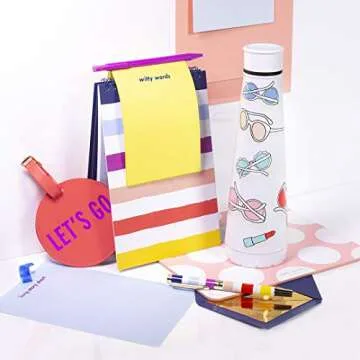 Kate Spade New York Round Vegan Leather Luggage Tag for Women, Durable Suitcase ID Tag, Let's Go