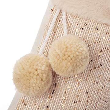 iPEGTOP 18" Luxury Wool Christmas Stocking, Champagne Gold Wool Knit with Shiny Sequin Faux Fur Cuff Yarn Balls Santa Stockings Christmas Decorations, 2 Pack