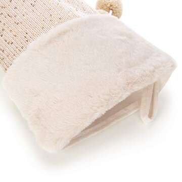 iPEGTOP 18" Luxury Wool Christmas Stocking, Champagne Gold Wool Knit with Shiny Sequin Faux Fur Cuff Yarn Balls Santa Stockings Christmas Decorations, 2 Pack