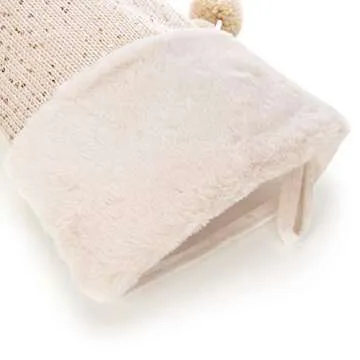 iPEGTOP 18" Luxury Wool Christmas Stocking, Champagne Gold Wool Knit with Shiny Sequin Faux Fur Cuff Yarn Balls Santa Stockings Christmas Decorations, 2 Pack