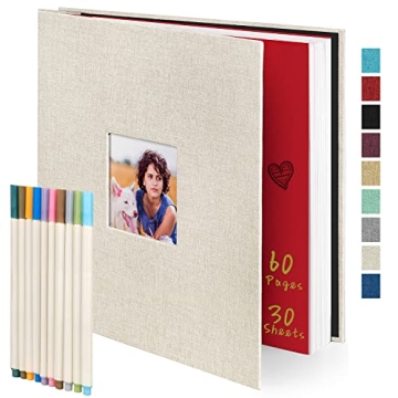 Elegant Linen Self-Adhesive Photo Album with Bonus Pens