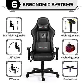 NOKAXUS Gaming Chair with Adjustable Massage Lumbar Cushion