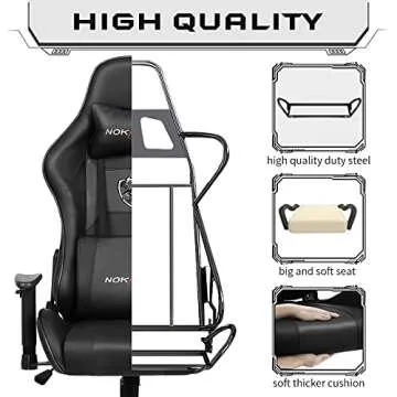 NOKAXUS Gaming Chair with Adjustable Massage Lumbar Cushion